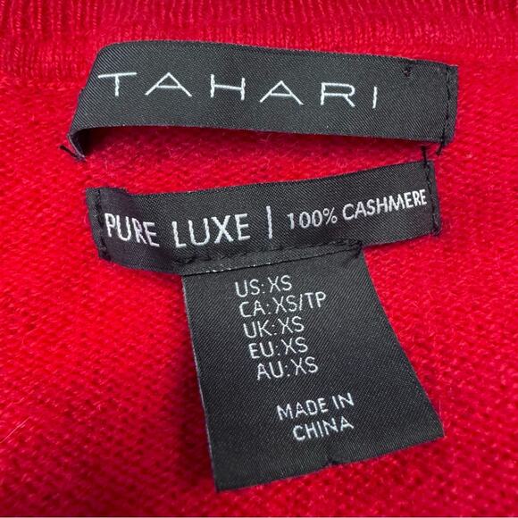 Cashmere Red Fitted Crew Neck Sweater Size XS Tahari Pure Luxe Office Christmas - Picture 4 of 6